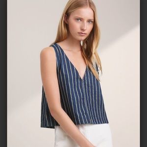WILFRED FREE STRIPED DENIM SLEEVELESS TOP